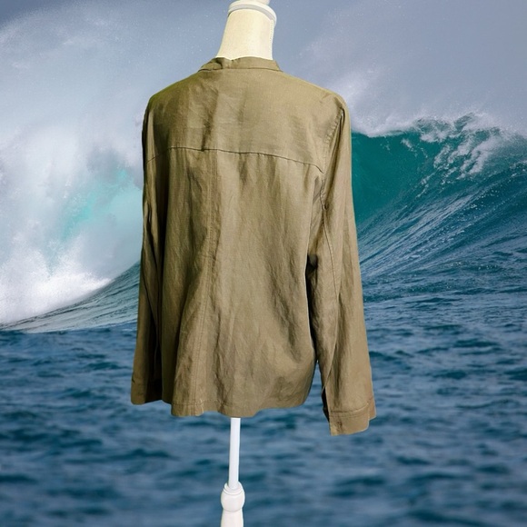 NWT Kobi Halperin ‘Starla’ Snap Up Jacket in Olive Green Linen-Blend Size XL - Picture 10 of 13